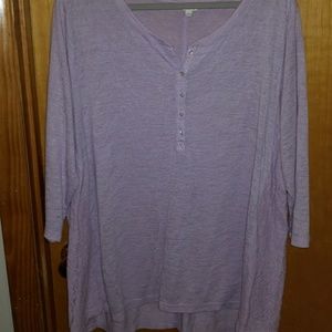 very soft cotton top with side lace accent.